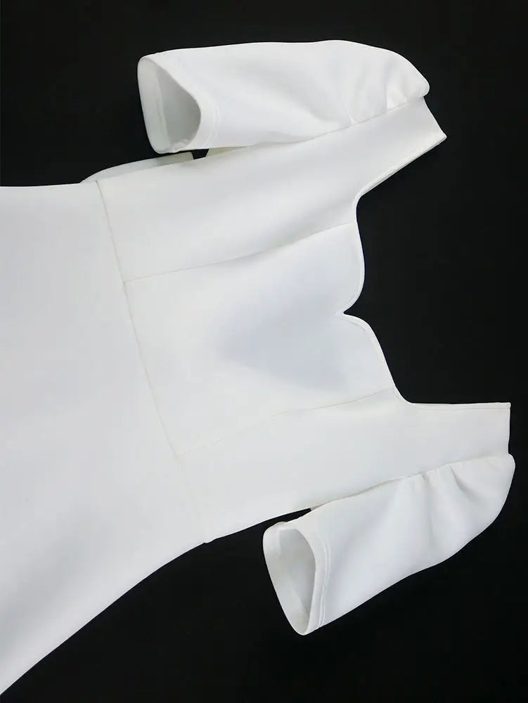 Elegant Wedding Guest Mini Dresses Backless Bow Puff Sleeve