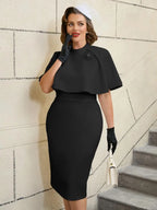 Elegant White Cape Sheath Dress for Easter and Graduation