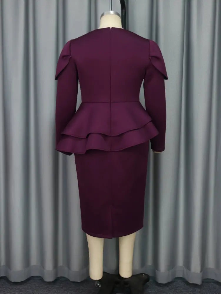 Evening Dress Silver Thread Embroidered Floral Long Sleeve