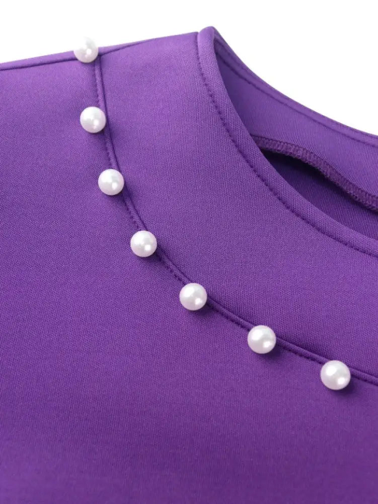 Fishtail Dress O Neck Long Sleeves Beading Mesh Patchwork
