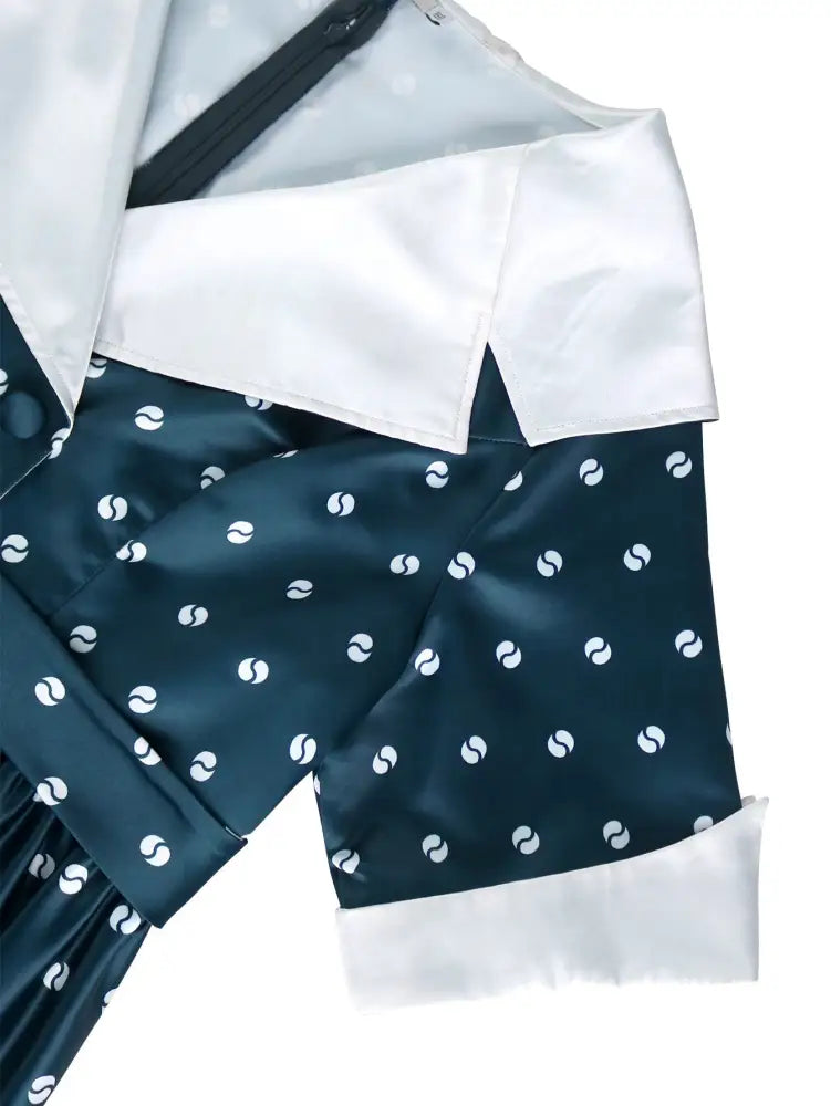 Floral Print Turn Down Collar Short Sleeve A Line Dress