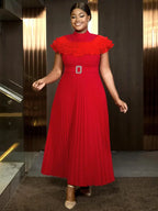 Formal Dresses for Weddings Pleated Ruffle High Neck