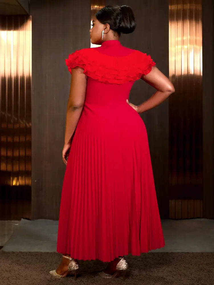 Formal Dresses for Weddings Pleated Ruffle High Neck