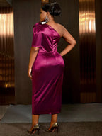 Formal Summer Wedding Guest Dresses 3D Flower One Shoulder
