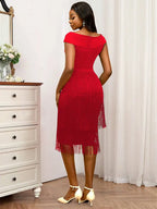 Fringe Dresses for Women Deep V Neck Sexy Party Dress