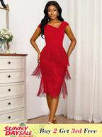 Fringe Dresses for Women Deep V Neck Sexy Party Dress