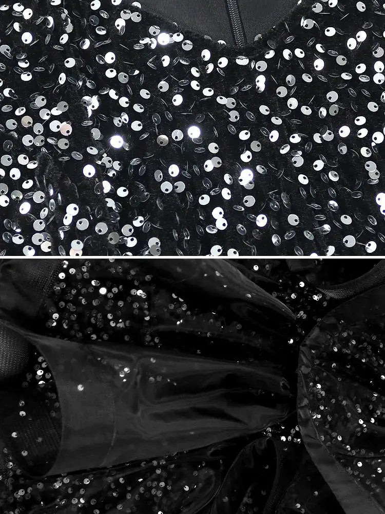 Glitter Sequin Long Sleeve Church Dresses Mermaid Maxi Gowns