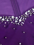 Going Out Outfits V Neck Beaded Bodycon Dress Purple