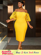 Gold Wedding Guest Dress One Shoulder Floral Sleeves