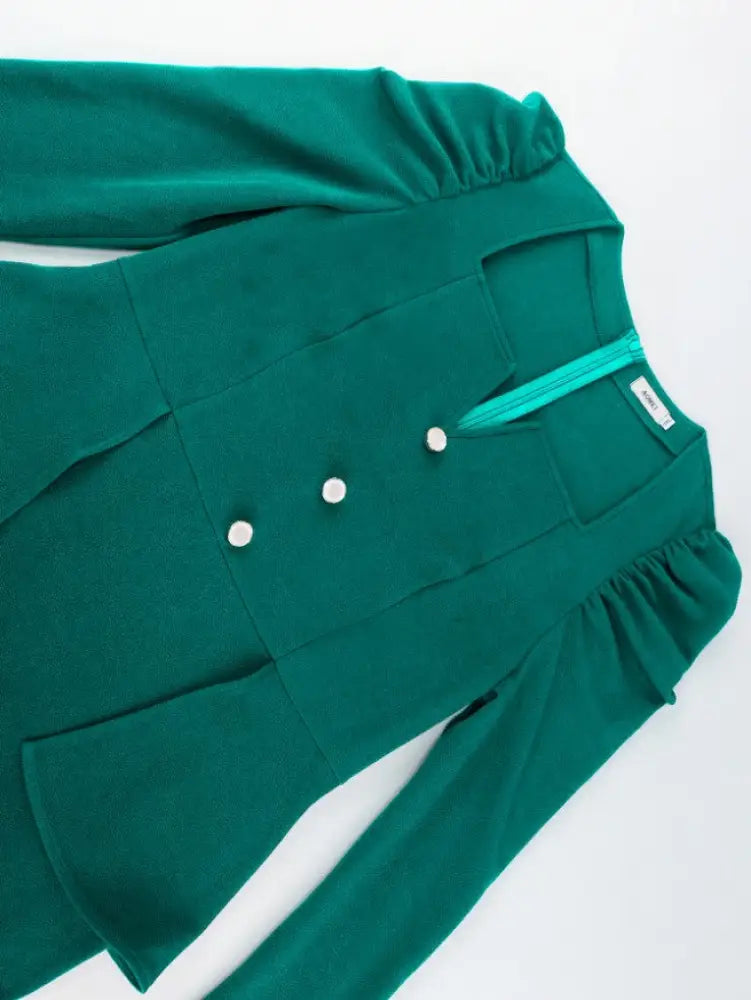 Graceful Midi Dress V Neck Long Sleeves Button Ruffles
