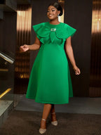 Green Dresses for Wedding Round Neck Butterfly A Line