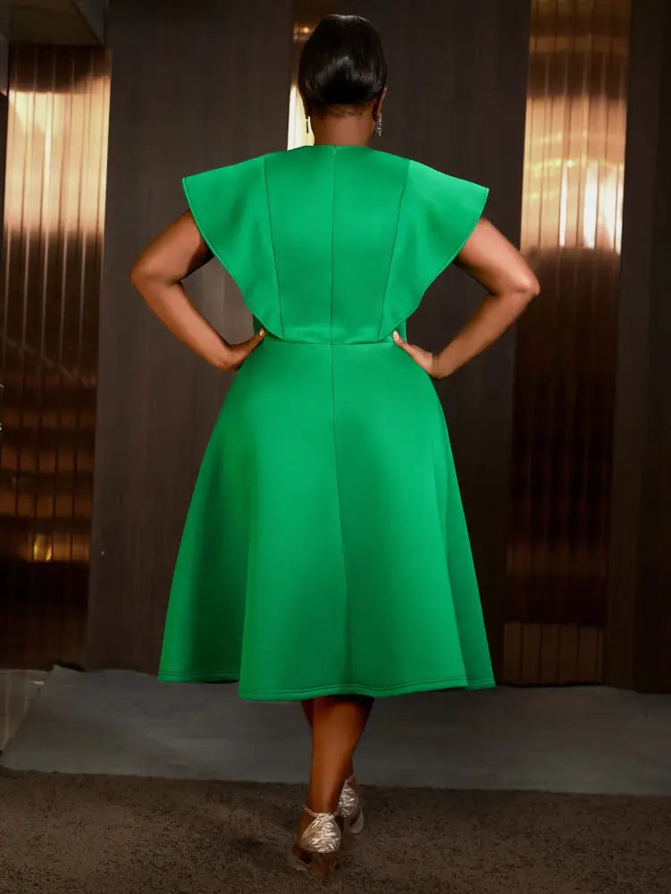 Green Dresses for Wedding Round Neck Butterfly A Line