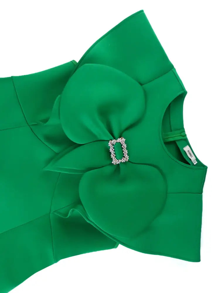Green Dresses for Wedding Round Neck Butterfly A Line