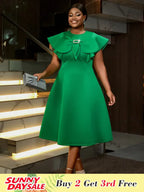 Green Dresses for Wedding Round Neck Butterfly A Line