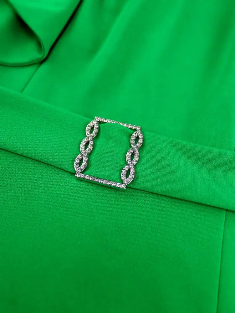 Green Dresses for Wedding Round Neck Short Sleeve 3D Flower Design