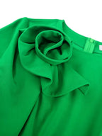 Green Dresses for Wedding Round Neck Short Sleeve 3D Flower Design