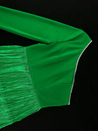 Green Party Events Tassels Dresses For Women One Shoulder