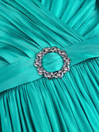 Green Plus Size Dresses for Curvy Women Half Puff Sleeves A Line Outfits
