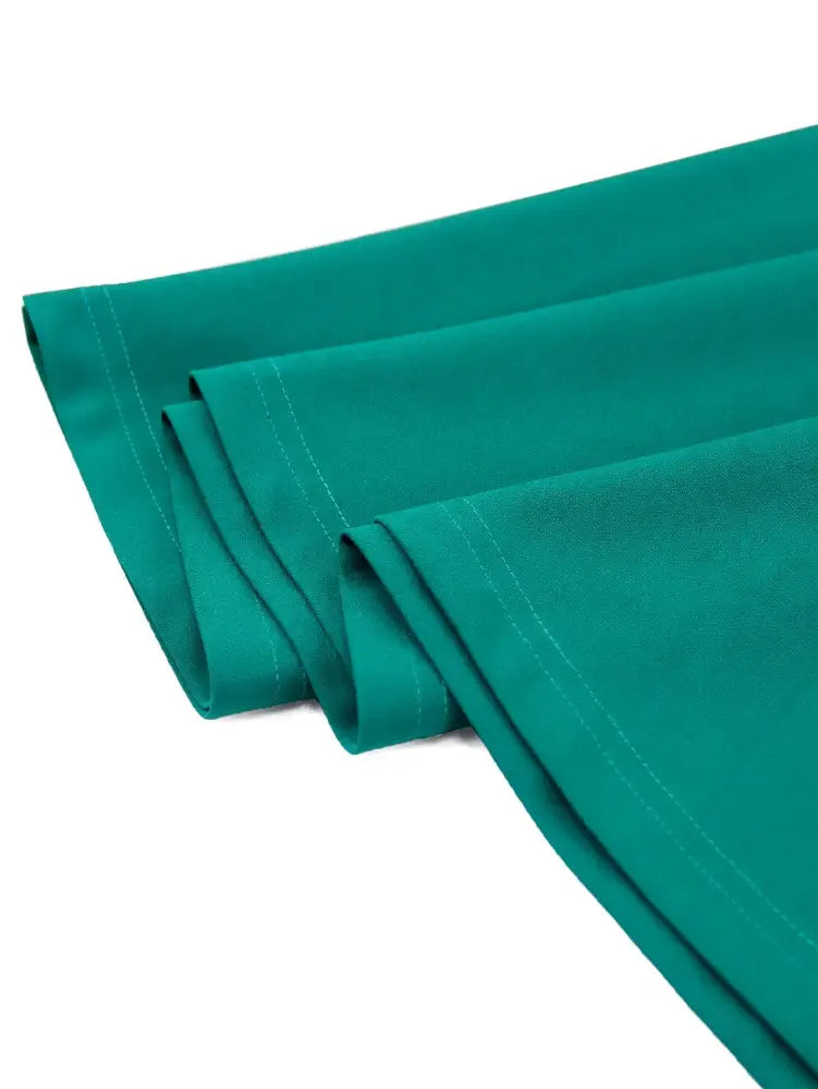 Green Short Sleeve A Line Dress with 3D Bow Design Emerald Green Dress