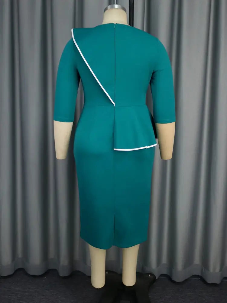 Green Wedding Guest Dress Bodycon Long Sleeve 3D Floral