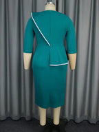 Green Wedding Guest Dress Bodycon Long Sleeve 3D Floral