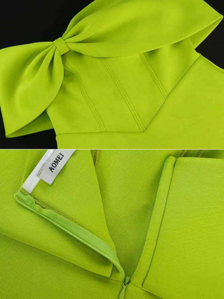 High Waist A Lline Dress Off Shoulder Big Bow Asymmetrical