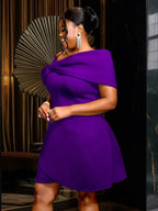High Waist A Lline Dress Off Shoulder Big Bow Asymmetrical