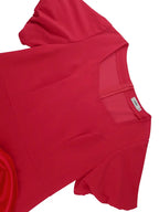 Holiday Party Outfits Red Woman 3D Flower Elegant Dresses