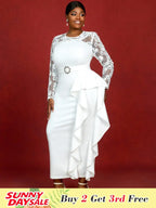 Lace Dress Long Sleeve Beaded Bodycon Elegant White Bridal Shower Dresses