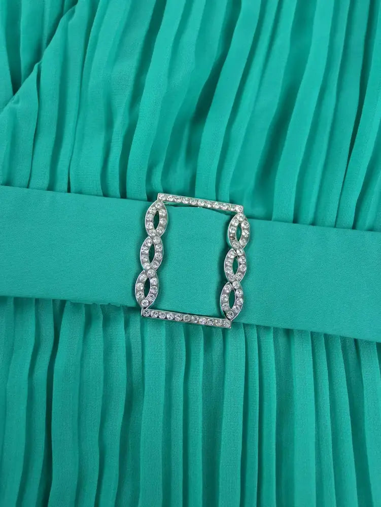 Lake Green A Line Cake Dress Pearl Chiffon V Neck Pleated
