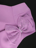 Lavender Strapless Big Bow Beading High Waist A Line Dress