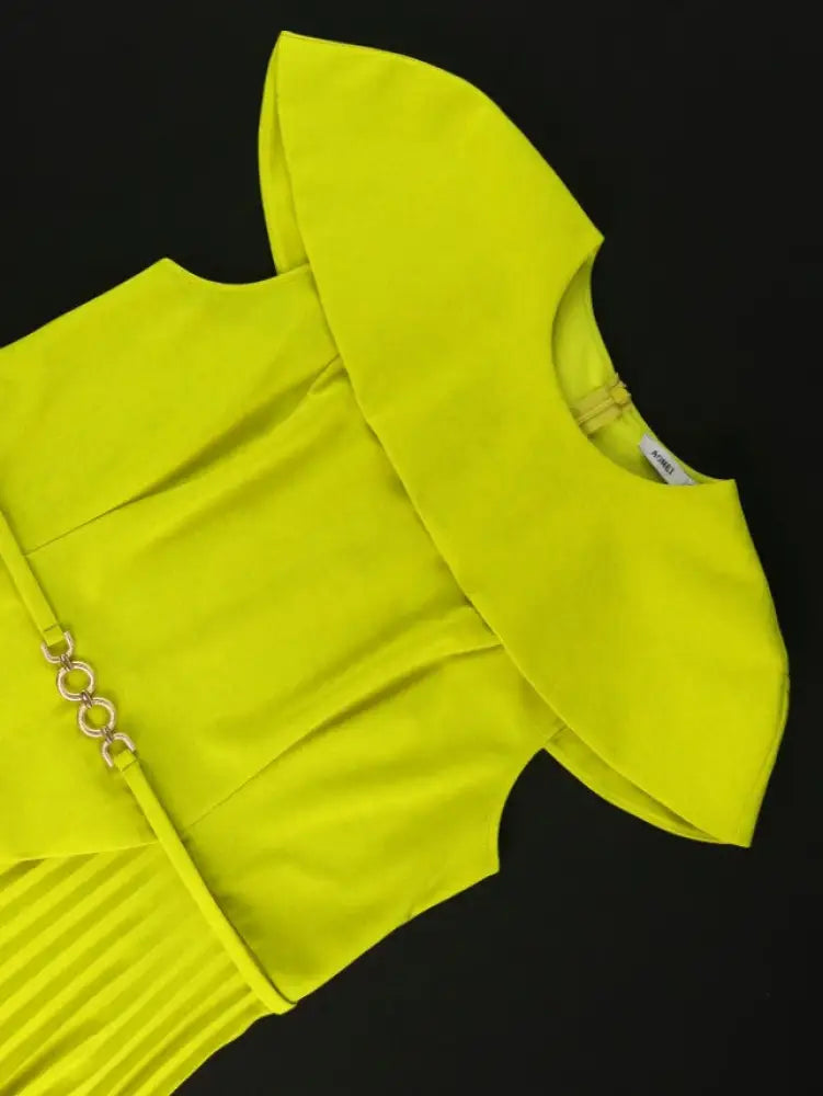 Light Green A Line Dress O Neck Cape Sleeve Classy Pleated