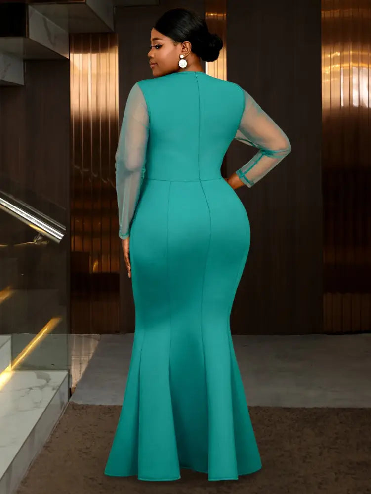 Maxi Dresses To Wear To A Wedding Green Applique Mermaid