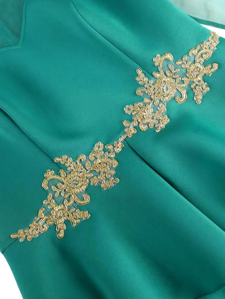 Maxi Dresses To Wear To A Wedding Green Applique Mermaid