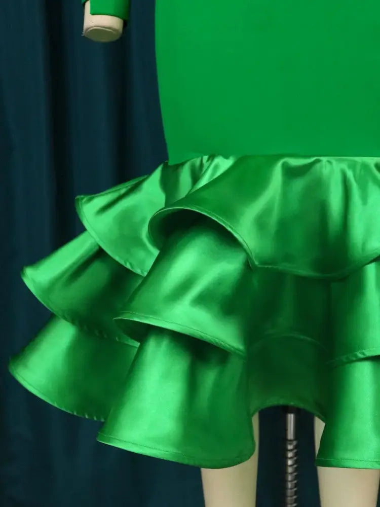 Mermaid Bodycon Green Party Dress Women Long Sleeve