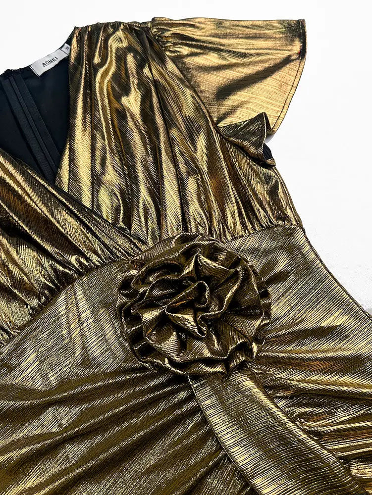 Metallic Dress for Women Formal Occasional Shiny Dress