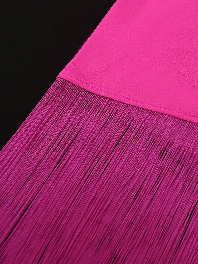 Midi Dresses for Wedding Elegant V Neck Fringe Sexy Dress