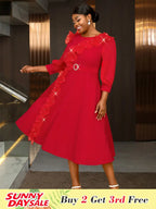 Midi Wedding Guest Dresses Ruffle Lantern Sleeve A Line