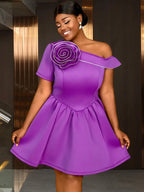 Mini Wedding Guest Dresses One Shoulder Flower Skirt