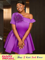 Mini Wedding Guest Dresses One Shoulder Flower Skirt