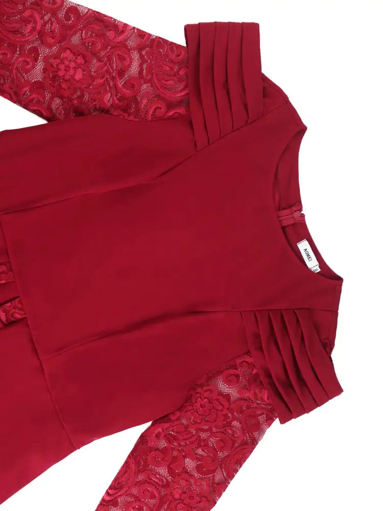 Mothers Day Outfits Lace Patchwork Long Sleeve Dress