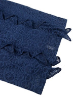 Navy Lace Dress for O Neck See Thorugh Long Flare Sleeve