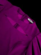 O Neck Cut Out Lantern Sleeves A Line Pleated Long Dress