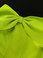 Off Shoulder Asymmetrical Dress Big Bow High Waist A Line