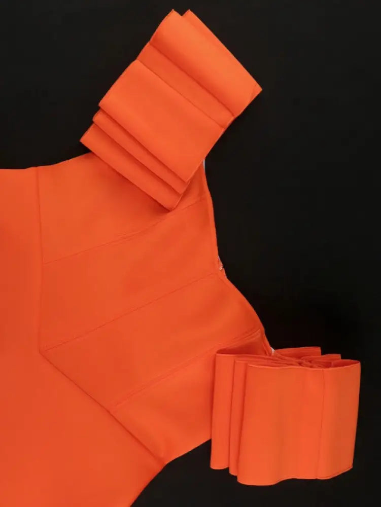 Off Shoulder Orange Dress Backless Short Sleeves A Line