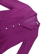 Office Work Pleated Dress Lapel 3/4 Sleeve Button Up