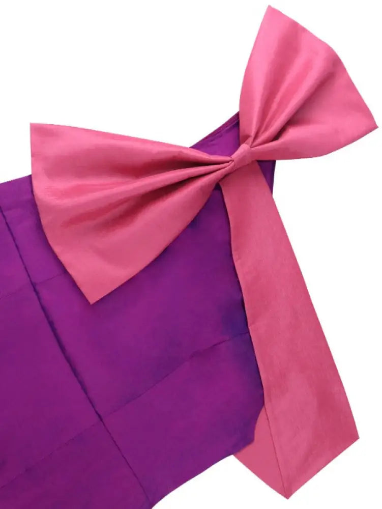 One Shoulder Dress Diagonal Collar Big Bowtie Sleeveless