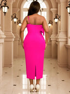 One Shoulder Dress Suspender Ruffles Sleeveless High Waist
