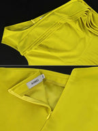 One Shoulder Pleated Dress Ruffles Sleeveless High Waist