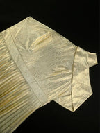 One Shoulder Sleeveless Shiny Gold Long Pleated Dresses
